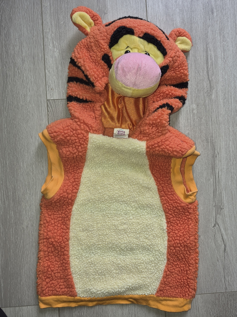 Disney Winnie the Pooh Plush Hooded Vest in Orange and Cream 3T